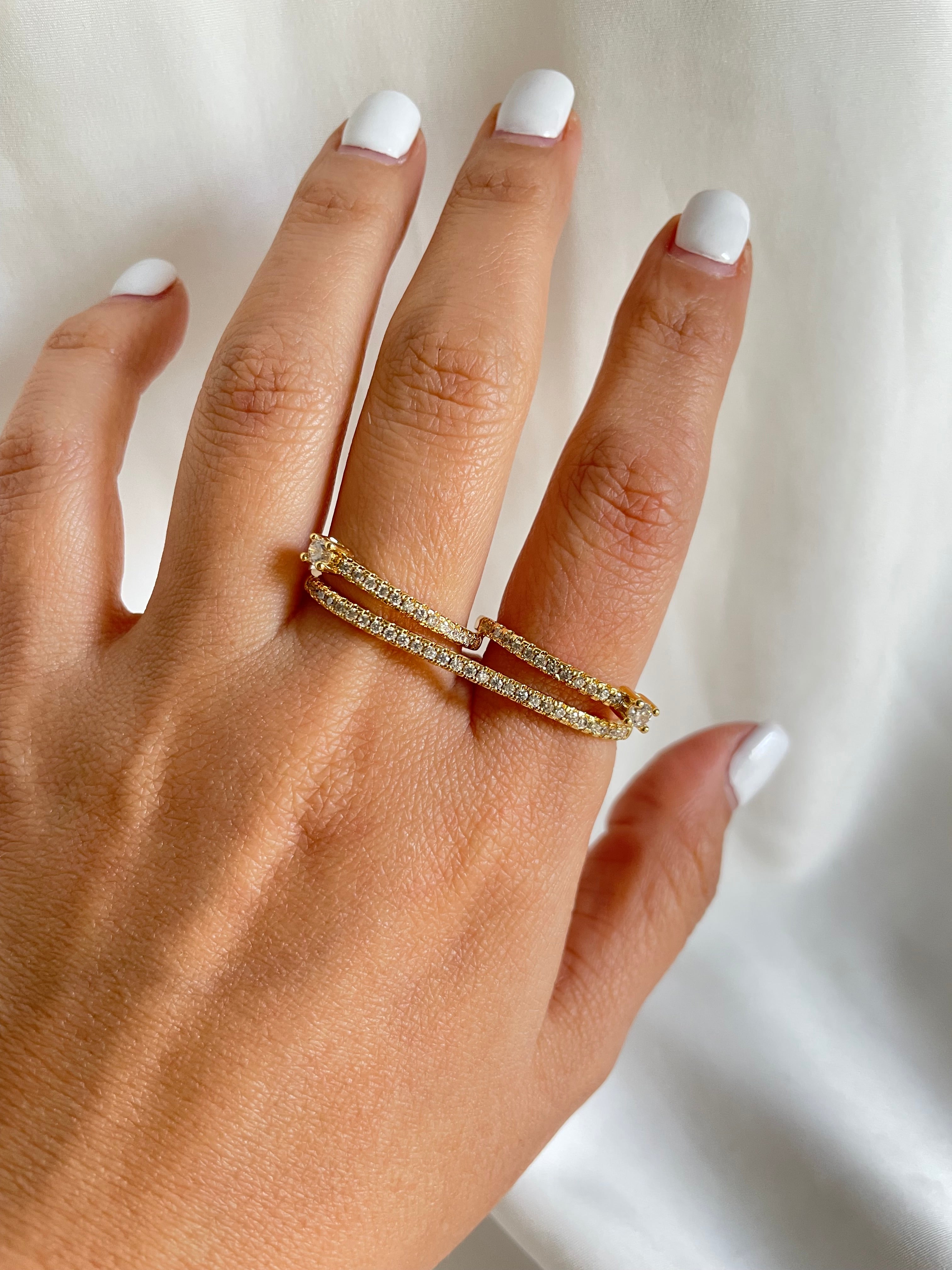 Anillo doble cristal