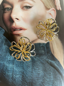 Aretes flor bicolor