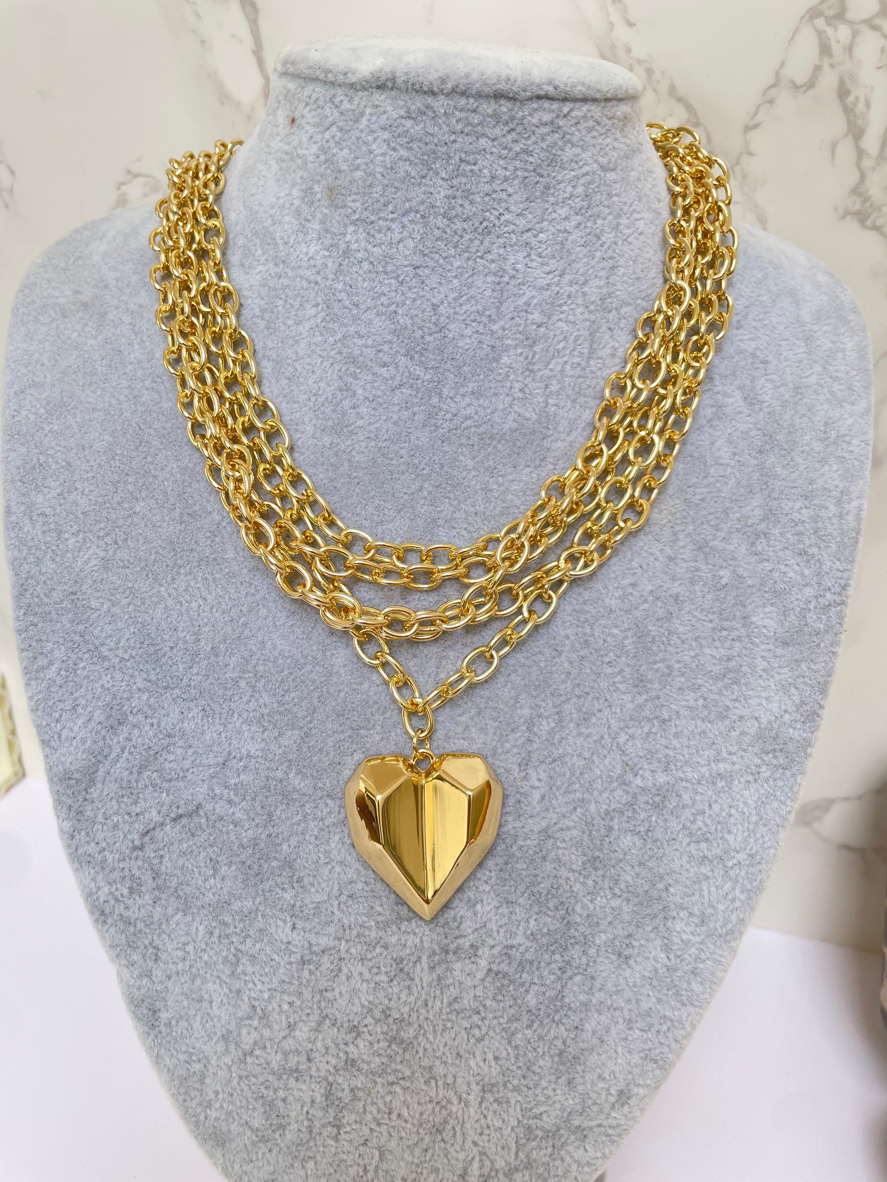 Layering corazón dorado