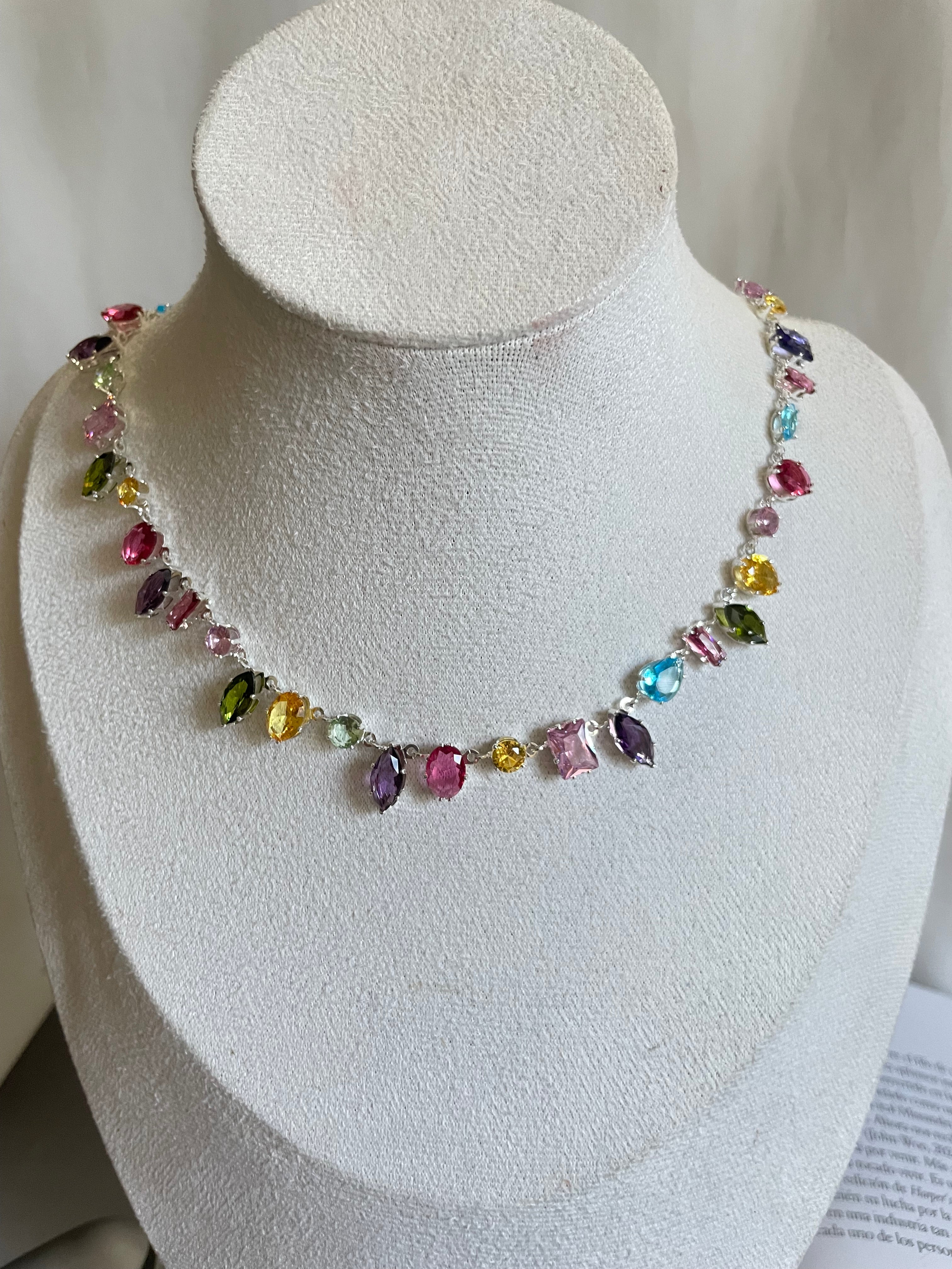 Cadena cristales plata