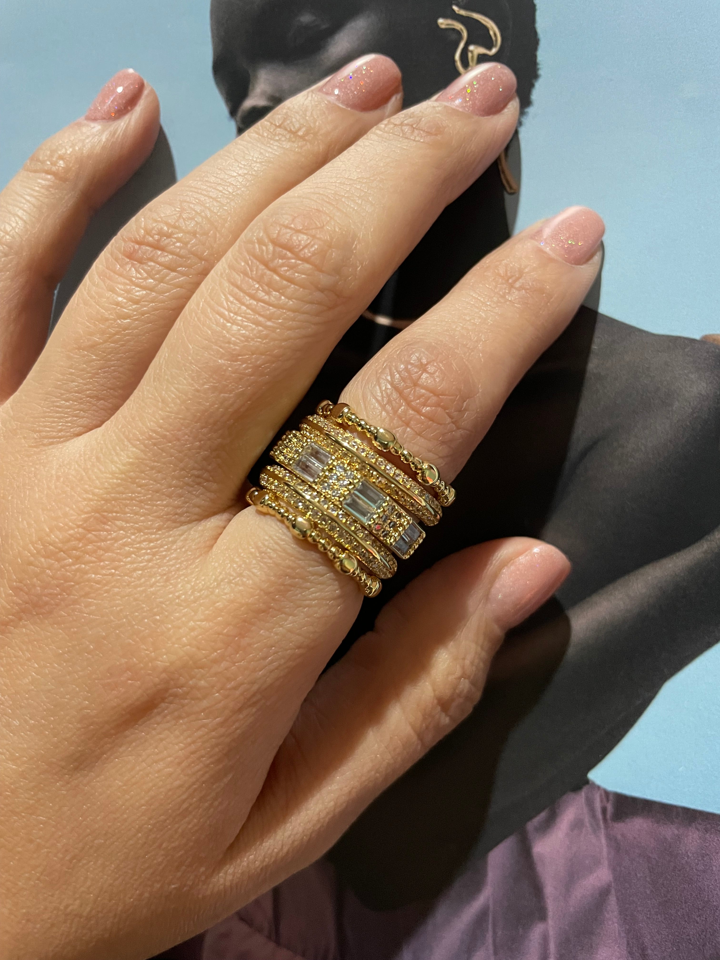 Anillo múltiple dorado cristal