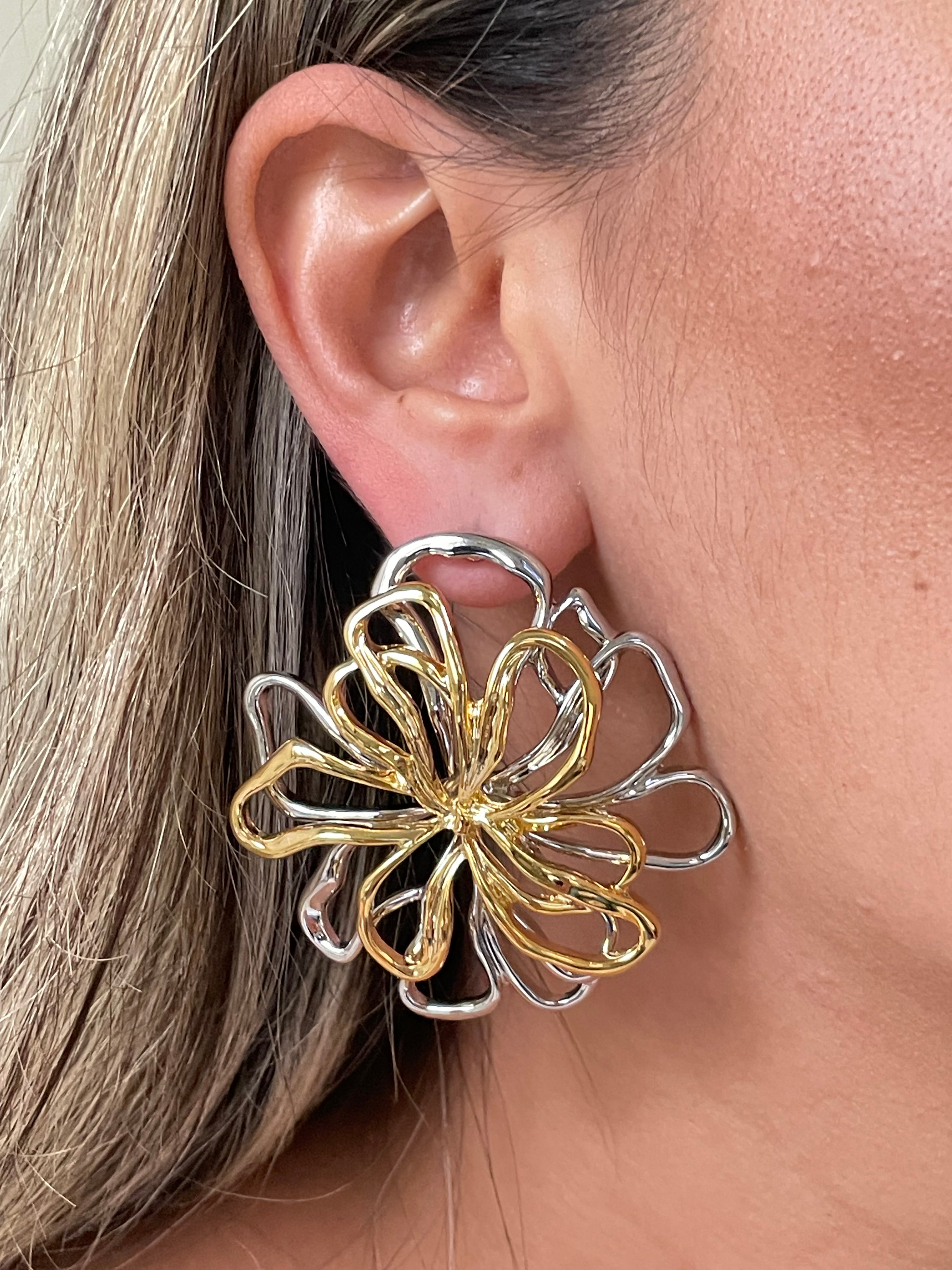 Aretes flor bicolor