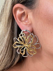 Aretes flor bicolor