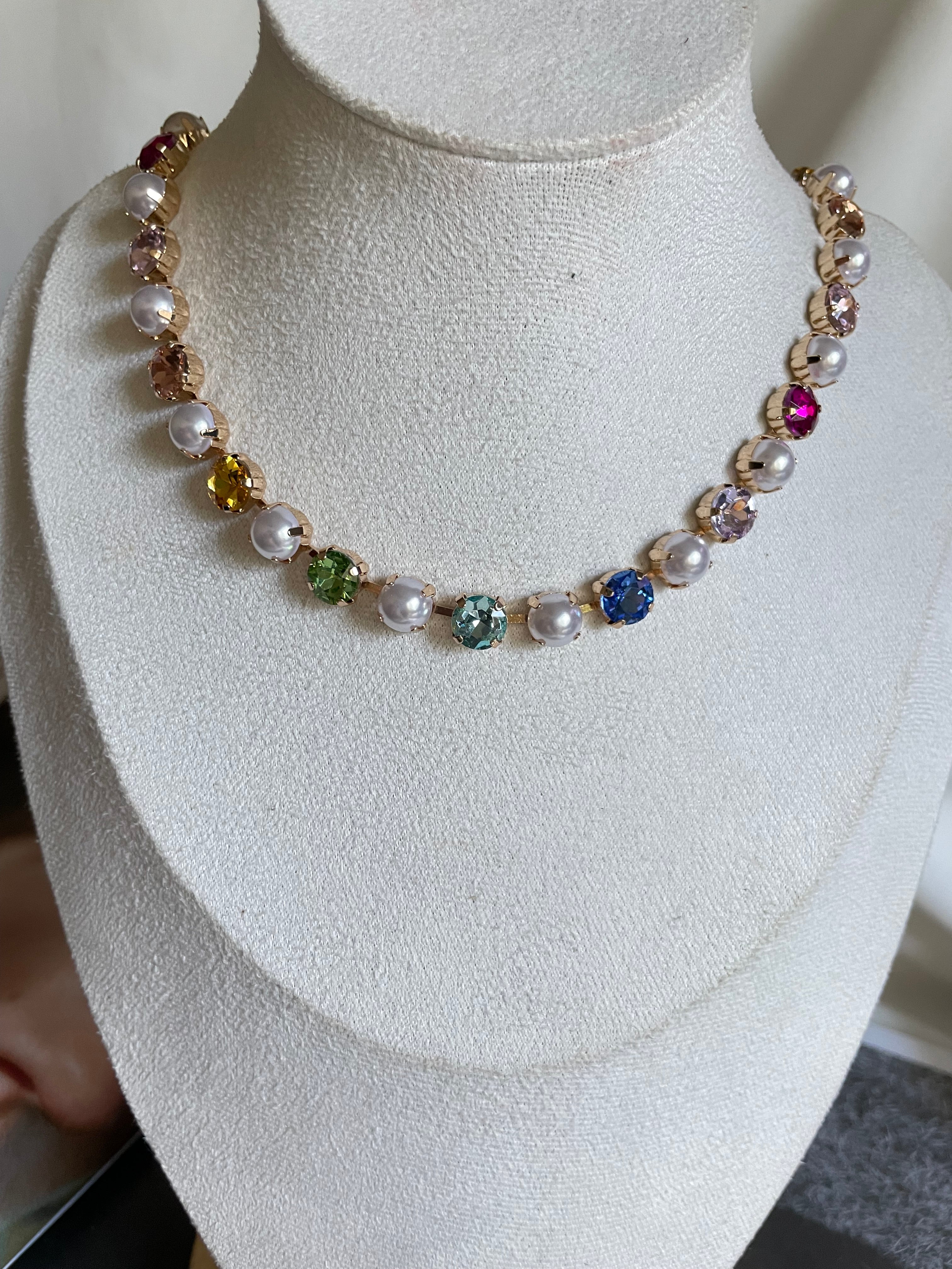 Collar cristal con perlas spring