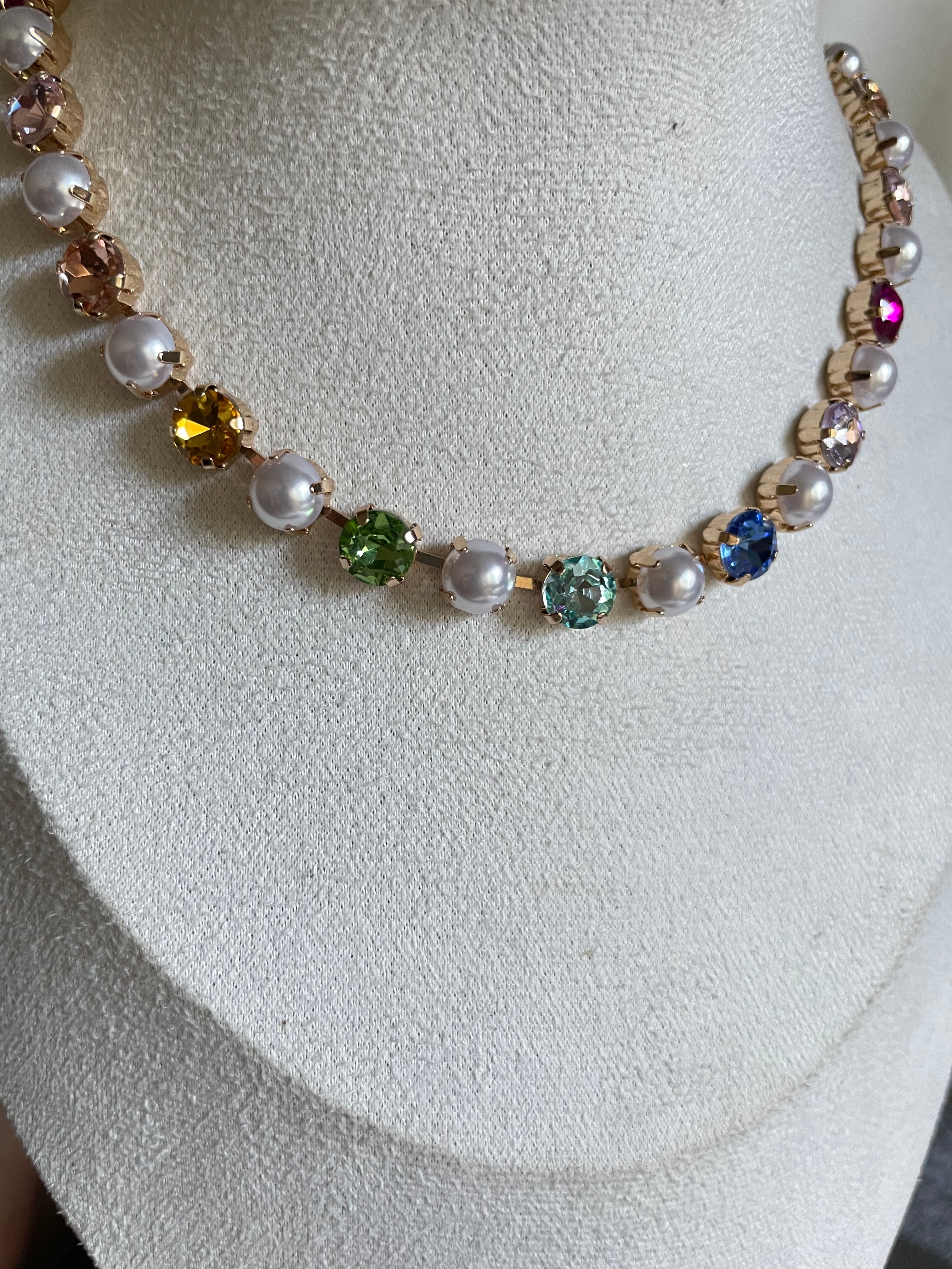 Collar cristal con perlas spring