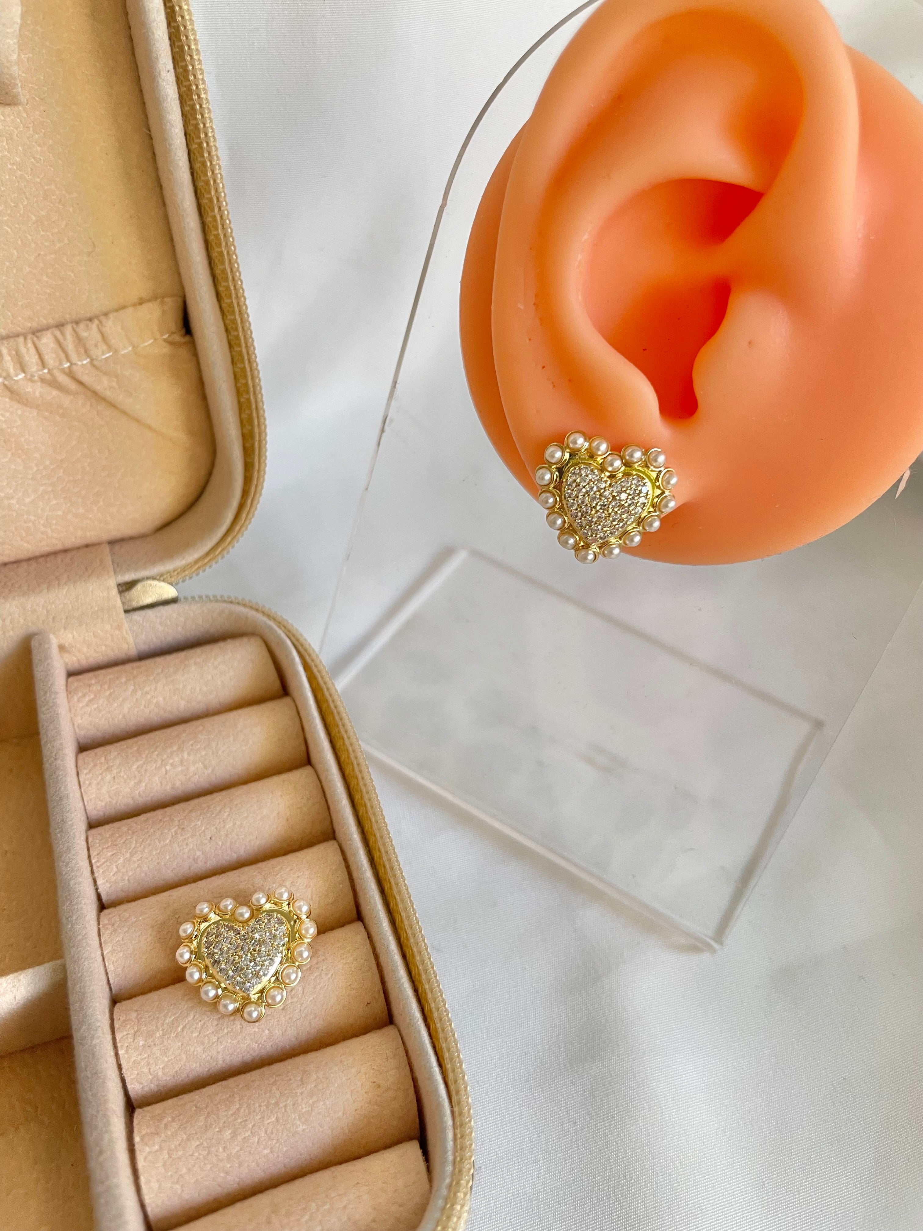 Aretes corazón ch dorado