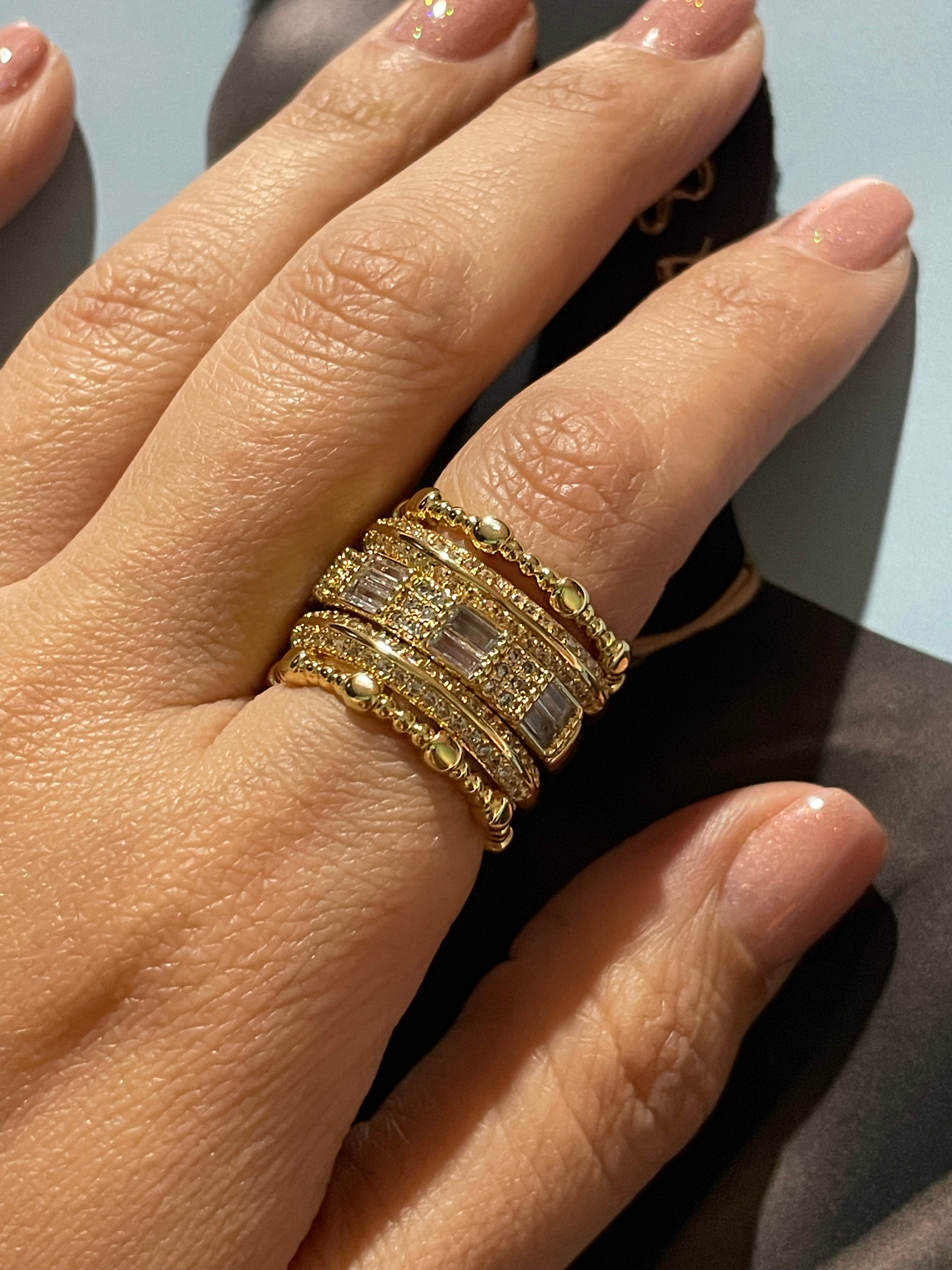 Anillo múltiple dorado cristal