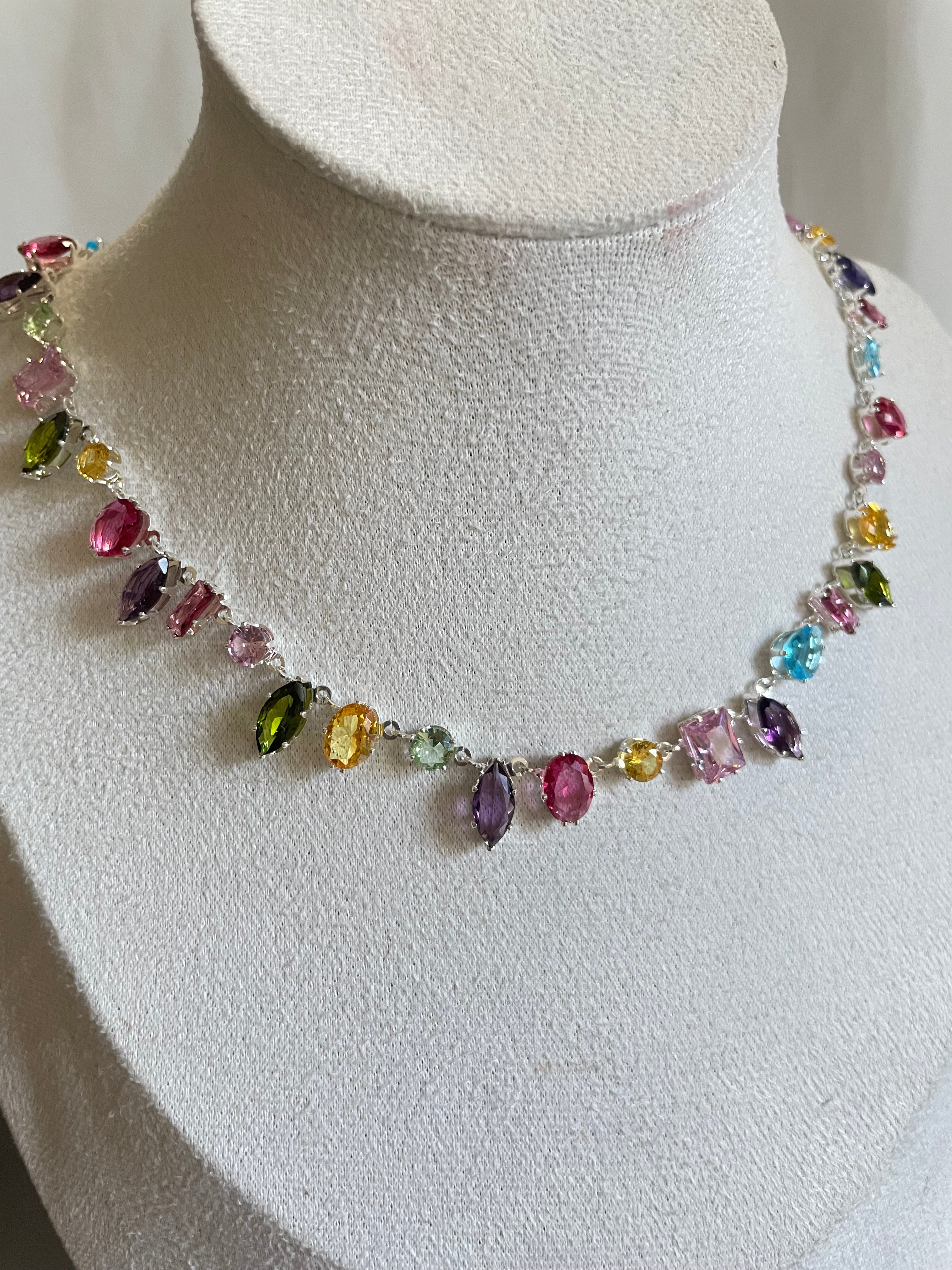 Cadena cristales plata